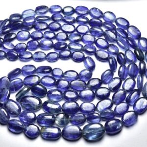 Beautiful Blue Kyanite Oval Beads - 8 Inches - Natural Smooth Kyanite Oval Shape - Size Is 5x7- 8x13mm #2174