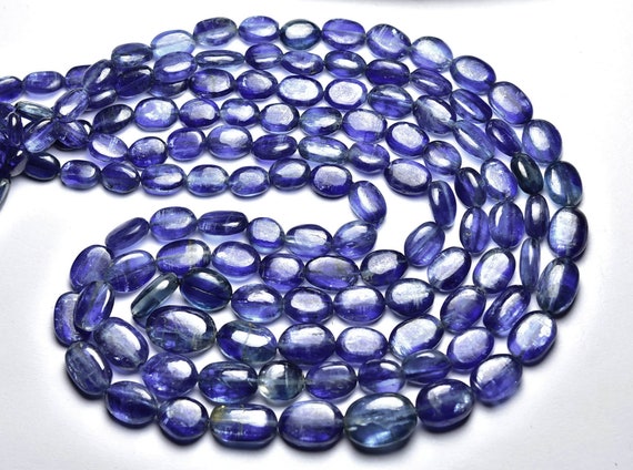 Beautiful Blue Kyanite Oval Beads - 8 Inches - Natural Smooth Kyanite Oval Shape - Size Is 5x7- 8x13mm #2174