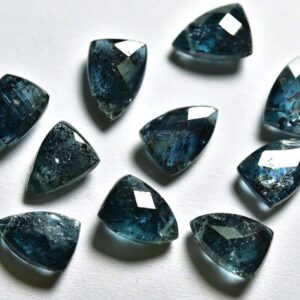 Beautiful Teal Moss Kyanite Top Side Drilled - 6 Pcs - Natural Teal Blue Kyanite Faceted Triangle Pyramid Briolettes -Size is 7x10 mm #925