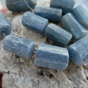 Blue Denim Kyanite Matte Tube 14-16mm Beads-4 Pcs Focal Gemstone -pendant Jewelry Making-craft Beads