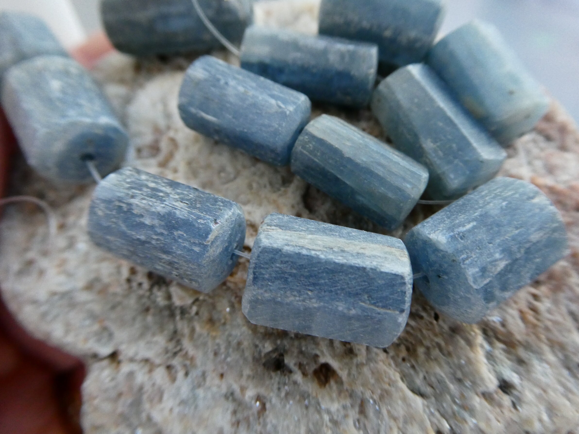 Blue Denim Kyanite Matte Tube 14-16mm Beads-4 Pcs Focal Gemstone -pendant Jewelry Making-craft Beads