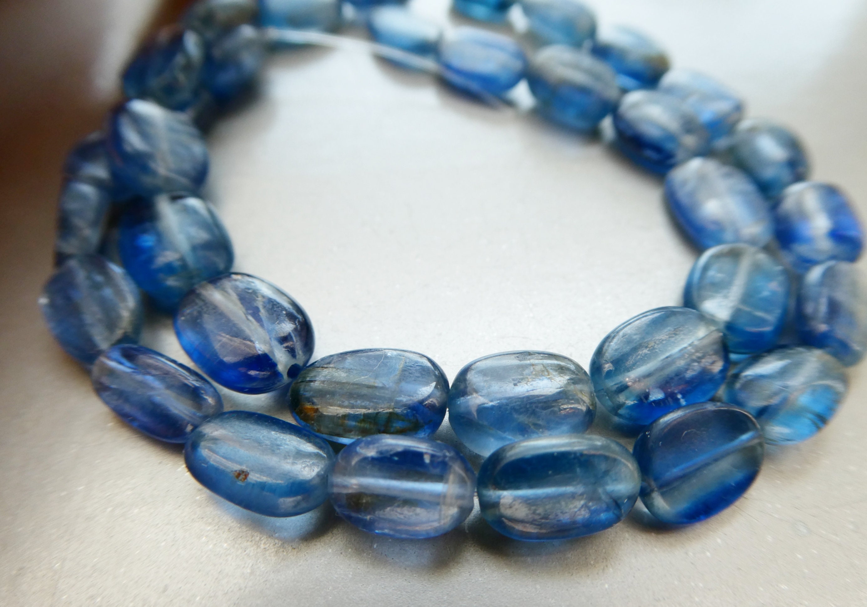 Blue Kyanite Oval 9-10mm Beads -6in Strand Gemstone- Jewelry Making-natural Craft Beads