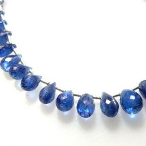 Deep Blue Kyanite Gemstone Faceted Briolette Tear Drops - 4.5mm To 6mm -sold 8inches Strands 100% Naturalfree Shipping