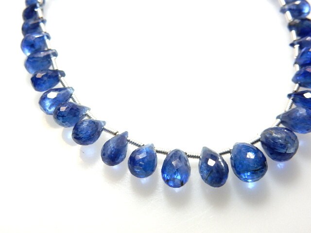 Deep Blue Kyanite Gemstone Faceted Briolette Tear Drops - 4.5mm To 6mm -sold 8inches Strands 100% Naturalfree Shipping