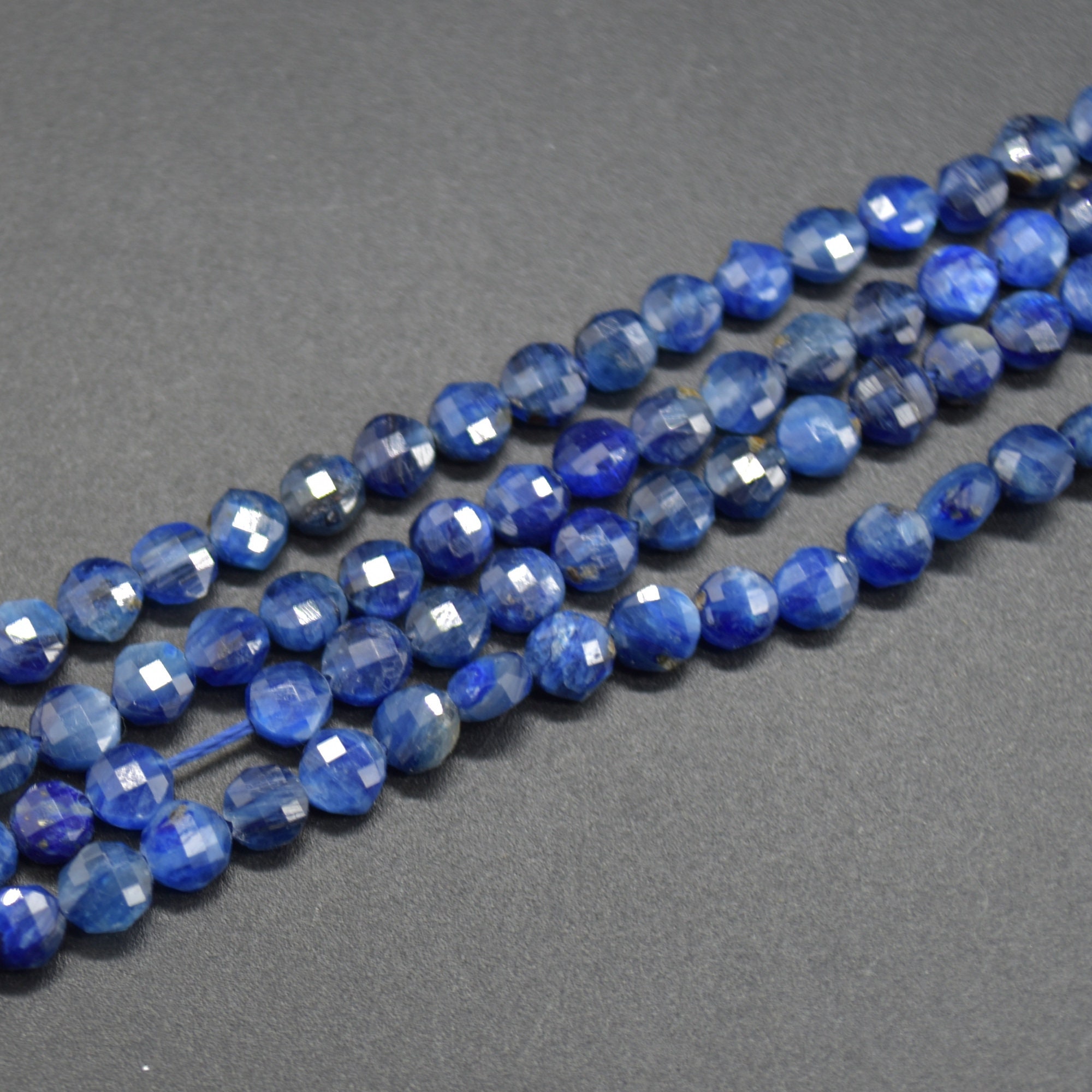 Kyanite Gemstone Faceted Coin Disc Beads - 4mm - 15" Strand Kyanite Gemstone Faceted Coin Disc Beads - 4mm - 15" Strand