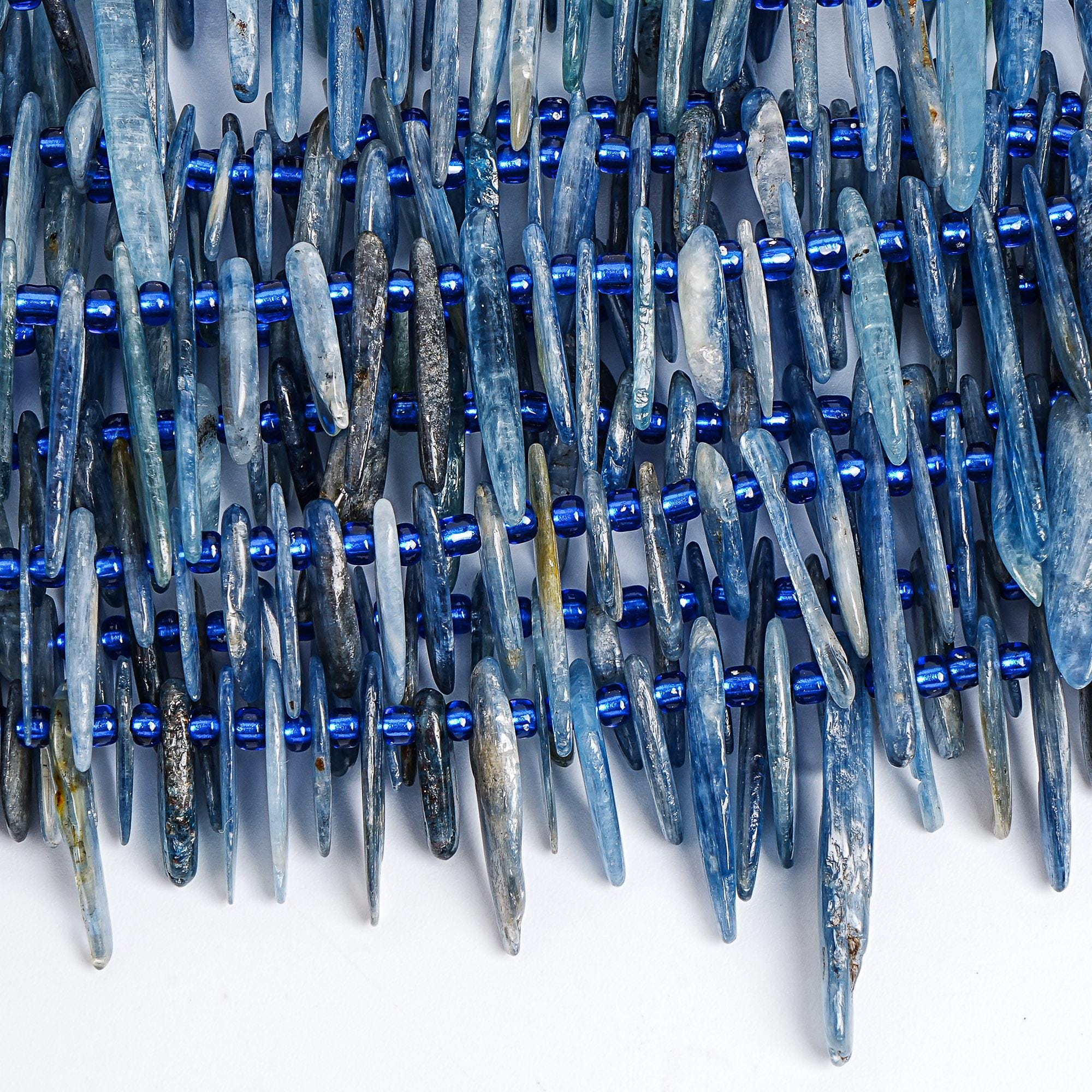 Genuine Natural Kyanite Gemstone Beads 12-24x3-5mm Blue Stick Point Aa Quality Loose Beads