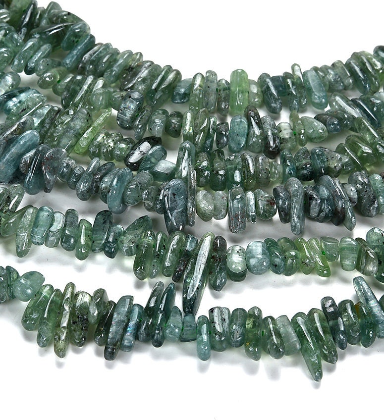 Natural Blue Green Kyanite Gemstone Irregular Slice Stick Points 9-15mm Loose Beads 7.5 Inch Half Strand (80019444-d575)