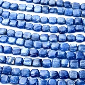 Natural Blue Kyanite Gemstone Grade Aaa Square 6mm 8mm Loose Beads (p85)