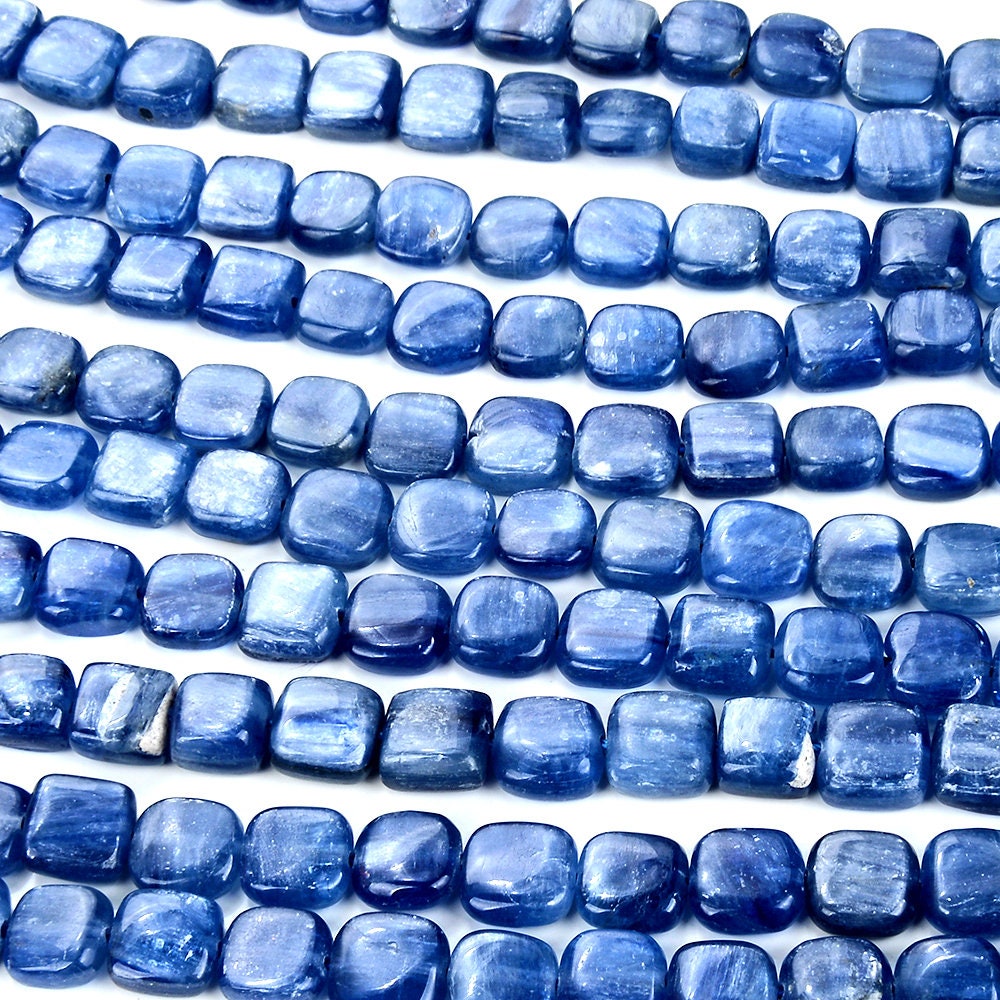 Natural Blue Kyanite Gemstone Grade Aaa Square 6mm 8mm Loose Beads (p85)