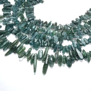 Natural Blue Green Kyanite Gemstone Irregular Slice Stick Points 10-18mm Loose Beads 7.5 Inch Half Strand (80019453-d575)