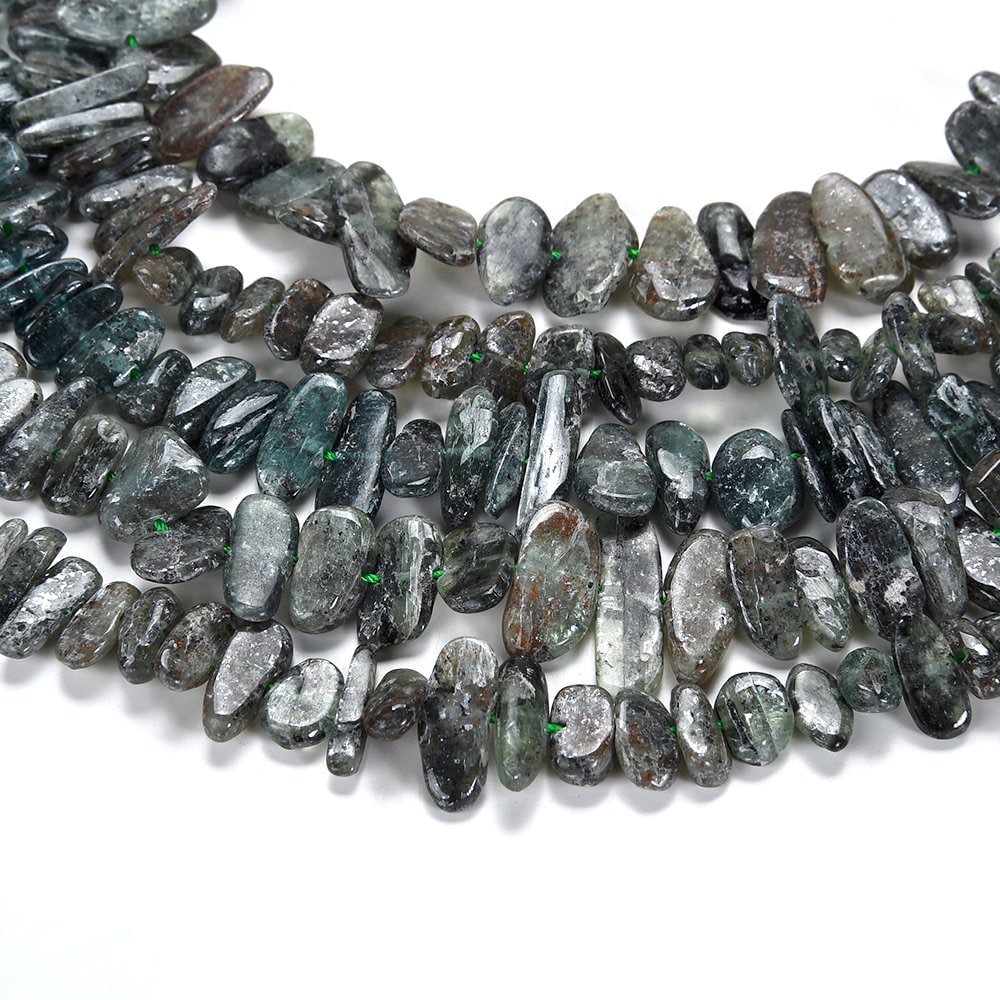 Natural Dark Blue Kyanite Gemstone Irregular Slice Stick Points 10-18mm Loose Beads 7.5 Inch Half Strand (80019451-d575)