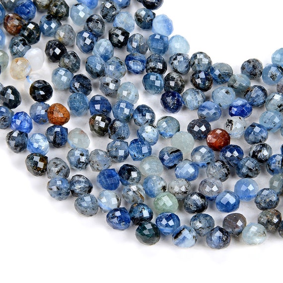 Natural Kyanite Gemstone Grade Aa Micro Faceted Briolette 6mm Loose Beads Bulk Lot 1,2,6,12 And 50 (p8)