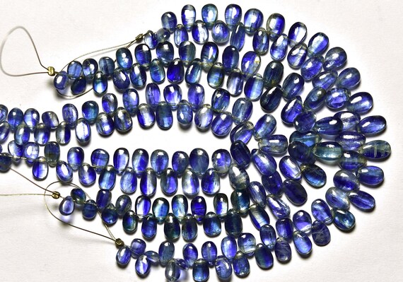 Kyanite Pear Beads - 7 Inches,natural Beautiful Kyanite Smooth Pear Briolettes,size Is 5x7-6x10mm #864