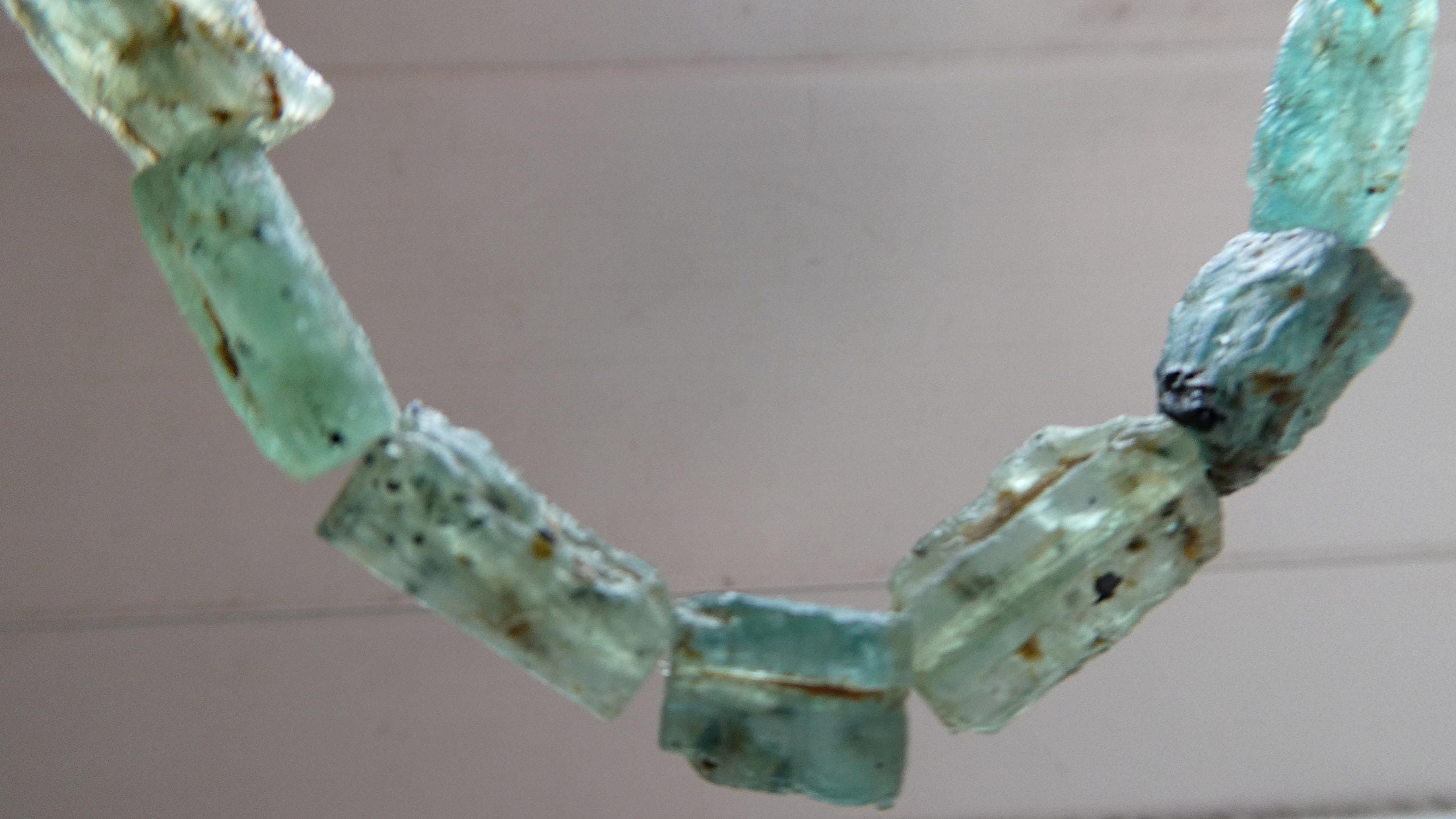Raw Green Kyanite 7-11 Tube Beads- 4in Strand Gemstone-bracelet Jewelry Making- Natural Craft Beads