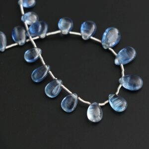 Kyanite Smooth Pears Beads - 4.5x6.5 mm to 6x9 mm- Kyanite Pear Cabochon Gemstone- Gem Quality , 8 Inch/ 20 Cm Full Strand, Price Per Strand