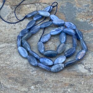 Thin Kyanite Oval Beads, 12 x 6 x 3mm, 16 inch strand
