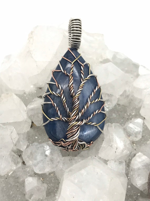Beautiful Wire Wrapped Kyanite Tree Of Life Pendant