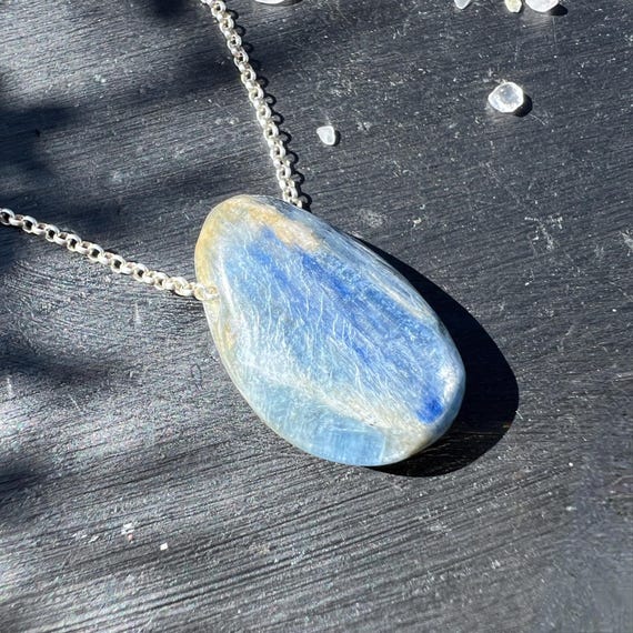 Blue Kyanite Pendant Drilled Blue Gemstone Necklace