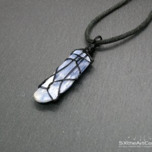 Blue Kyanite Pendant: Wire Wrapped Calming Gemstone Amulet Necklace, Crystal Boho Jewelry