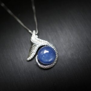 Dainty Natural Blue Kyanite Necklace - Sterling Silver Mermaid Pendant Throat Chakra Healing