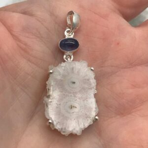 Geode Solar Slice and Kyanite Pendant