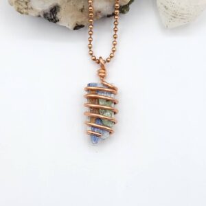 Raw Kyanite Crystal Necklace In Copper: Blue, Green And Orange Kyanite Pendant