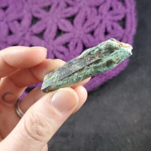 Blue Kyanite Blade with Fuchsite Natural Raw Crystal Stones Rough Blue Green wand cleansing third eye chakra Zimbabwe Africa