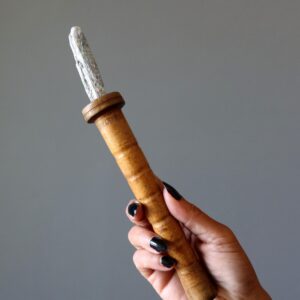 Kyanite Raw Crystal Wand Blue Gem In Vintage Wood