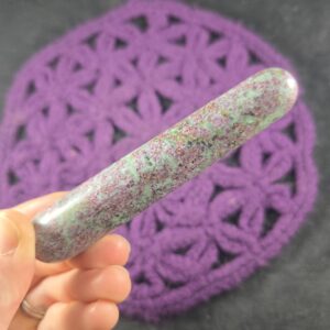 Ruby and Kyanite in Fuchsite Polished Wand Rounded Crystal Magick altar tool massage