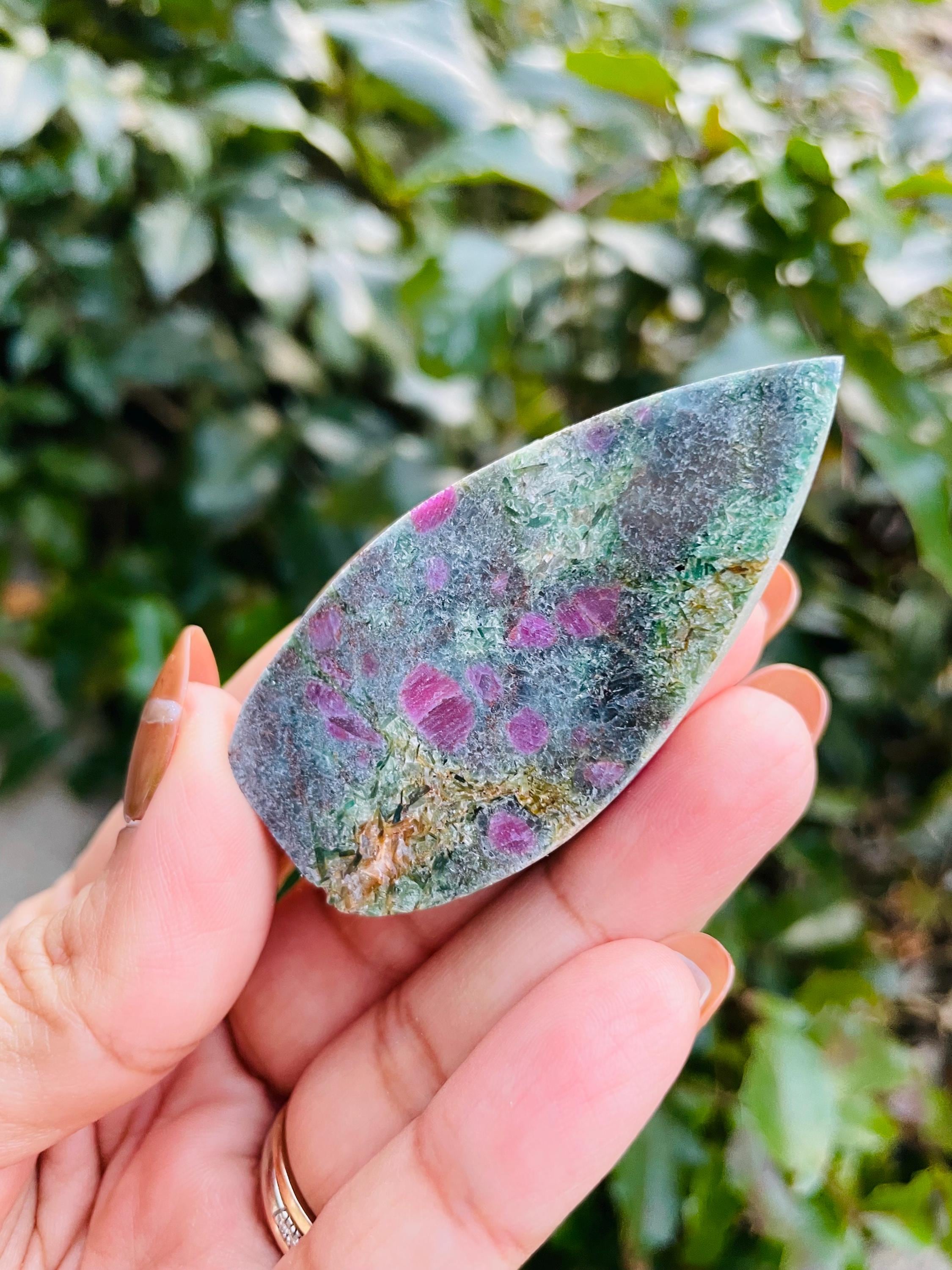 Ruby In Kyanite Fuchsite Crystal (47.8g) Standing Candle Kyanite Ruby Smooth Standing Point Natural Gemstone Ruby In Kyanite Fuchsite Crystal (47.8g) Standing Candle Kyanite Ruby Smooth Standing Point Natural Gemstone