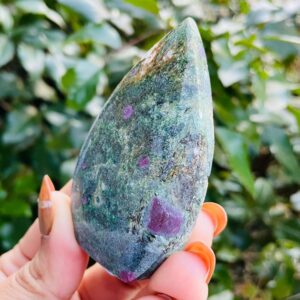 Ruby In Kyanite Fuchsite Crystal (110.7g) Standing Candle Kyanite Ruby Smooth Standing Point Natural Gemstone