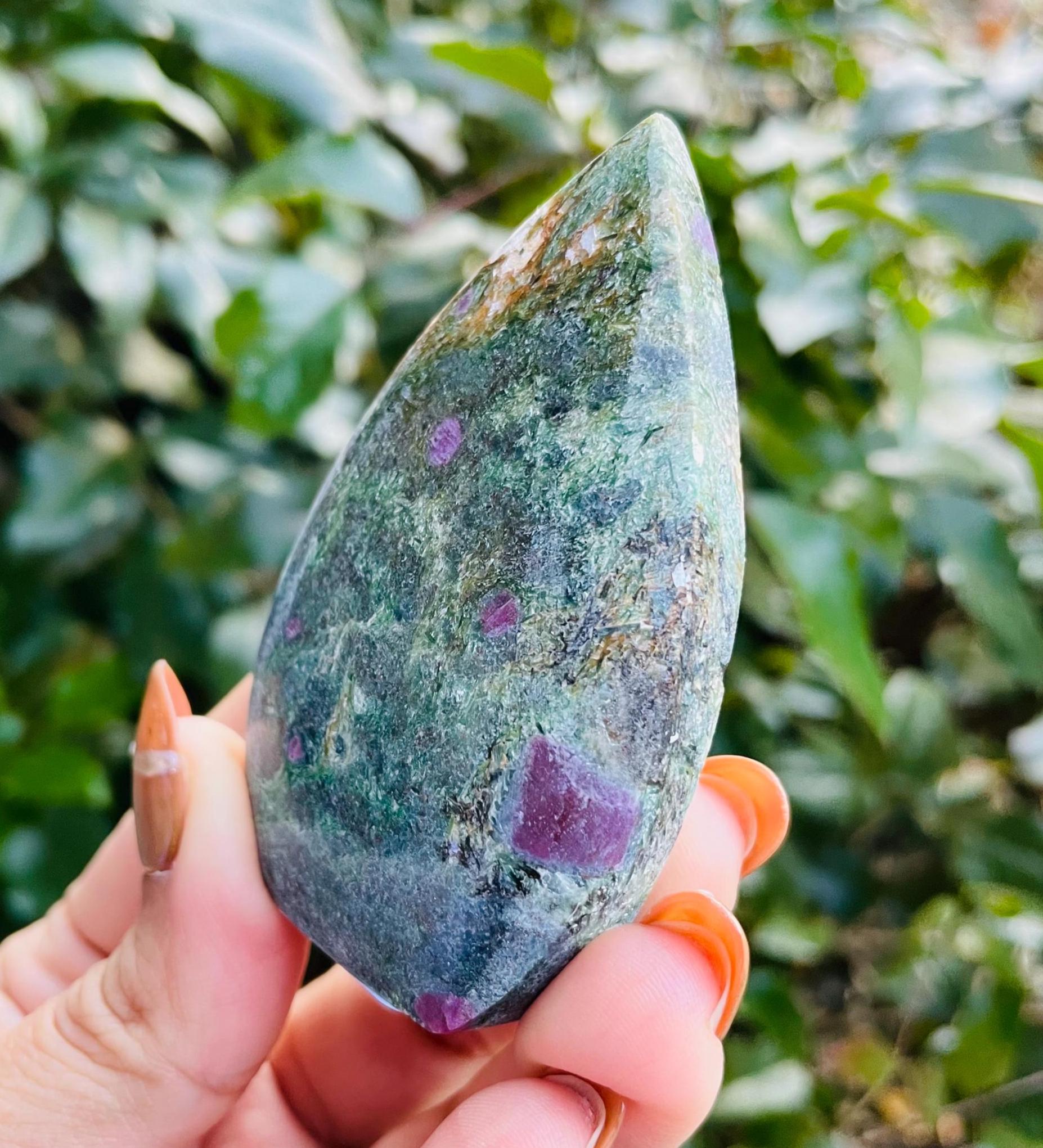 Ruby In Kyanite Fuchsite Crystal (110.7g) Standing Candle Kyanite Ruby Smooth Standing Point Natural Gemstone Ruby In Kyanite Fuchsite Crystal (110.7g) Standing Candle Kyanite Ruby Smooth Standing Point Natural Gemstone