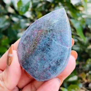 Ruby In Kyanite Fuchsite Crystal (118.9g) Standing Candle Kyanite Ruby Smooth Standing Point Natural Gemstone