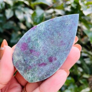 Ruby In Kyanite Fuchsite Crystal (113.4g) Standing Candle Kyanite Ruby Smooth Standing Point Natural Gemstone