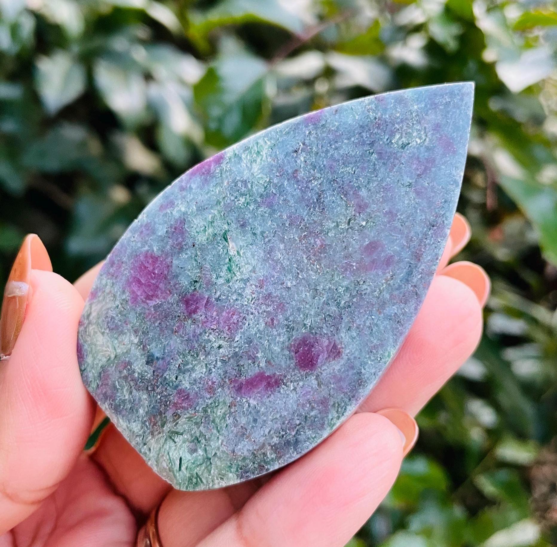 Ruby In Kyanite Fuchsite Crystal (113.4g) Standing Candle Kyanite Ruby Smooth Standing Point Natural Gemstone Ruby In Kyanite Fuchsite Crystal (113.4g) Standing Candle Kyanite Ruby Smooth Standing Point Natural Gemstone