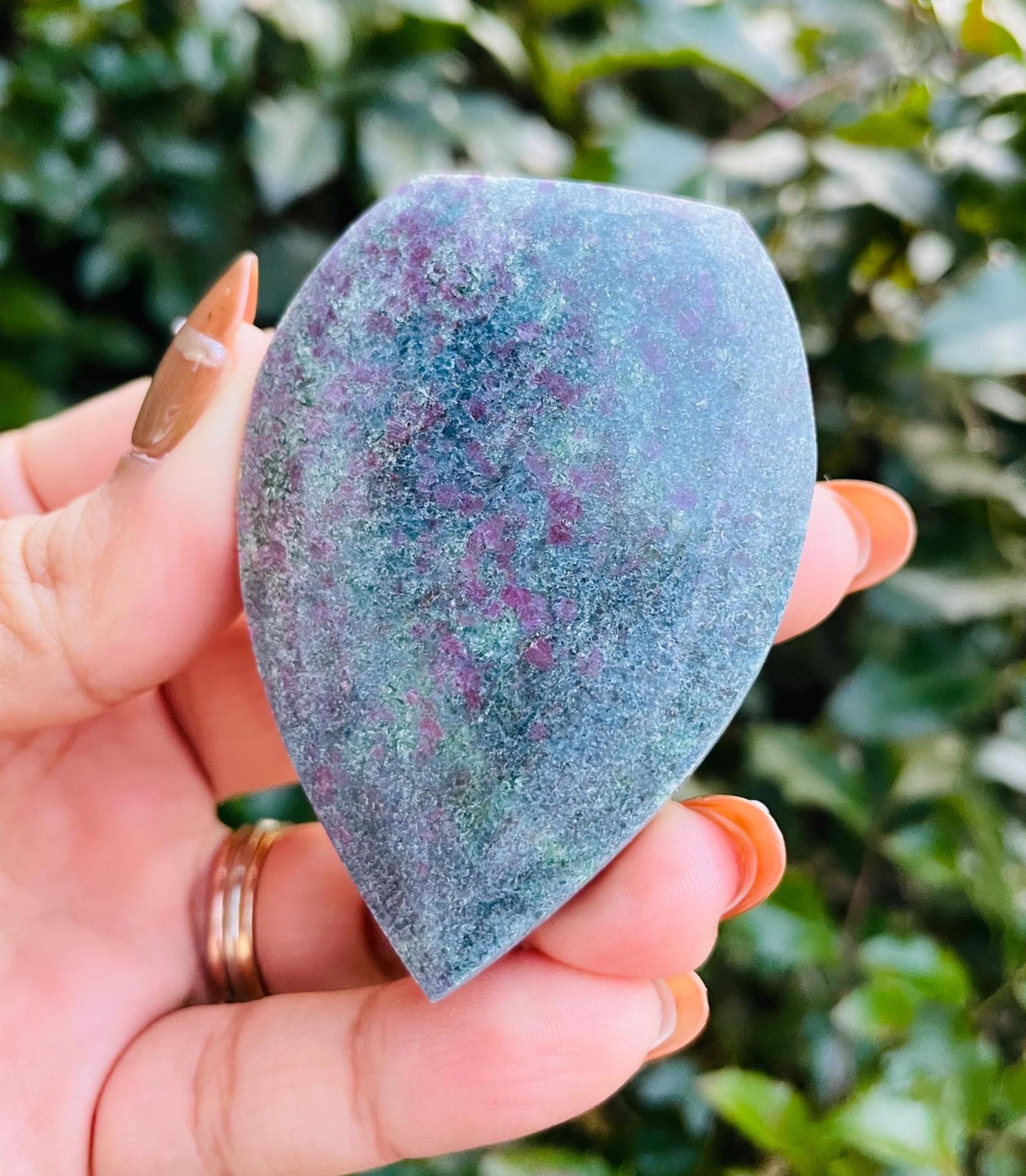 Ruby In Kyanite Fuchsite Crystal (118.5g) Standing Candle Kyanite Ruby Smooth Standing Point Natural Gemstone