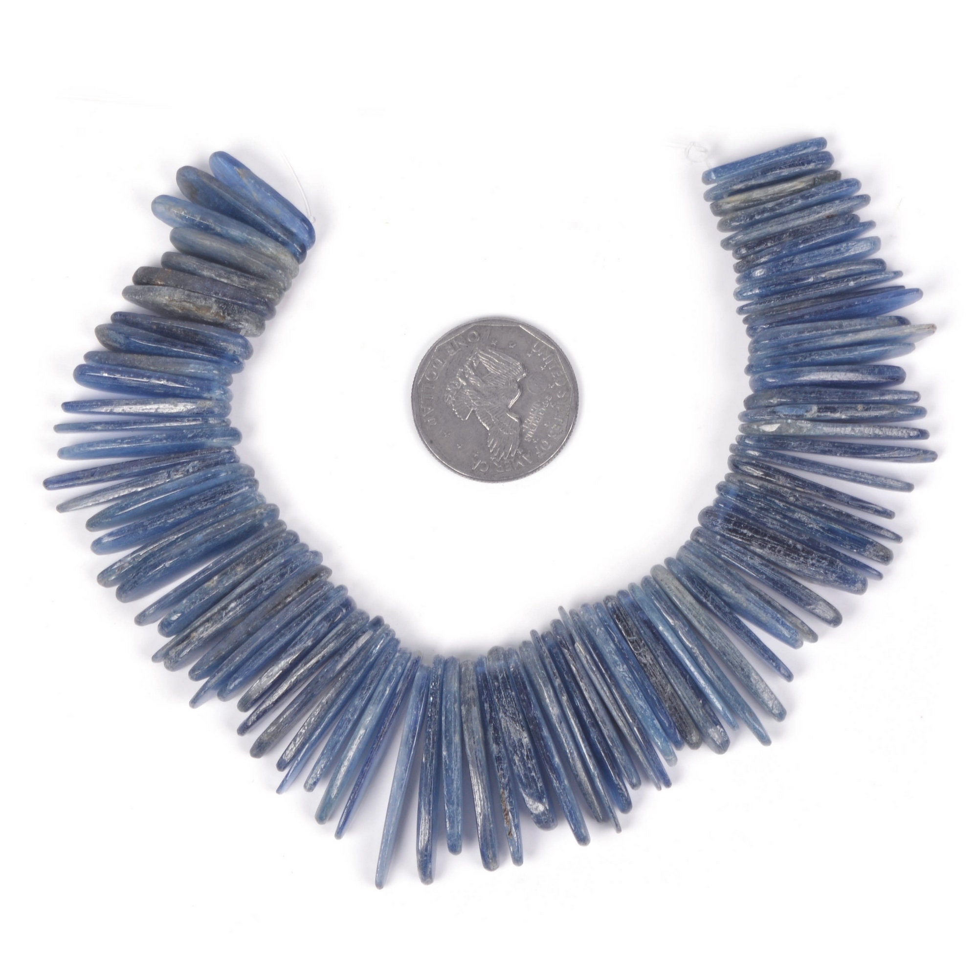 U3513  20mm To 35mm Blue Kyanite Long Chips Sticks Loose Gemstone Beads 8" 123g