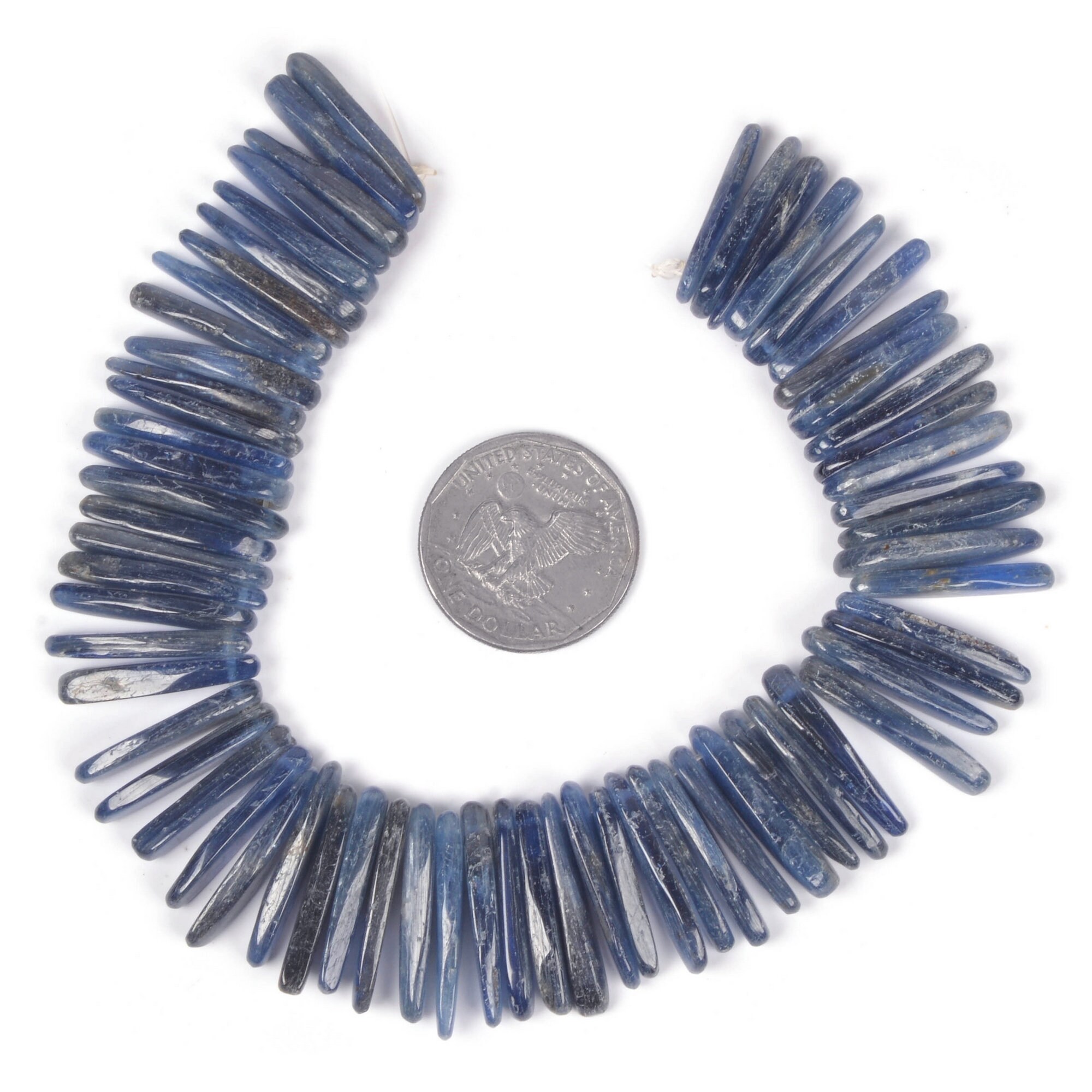 U3523 23mm To 26mm Blue Kyanite Long Chips Sticks Loose Gemstone Beads 8" 99g