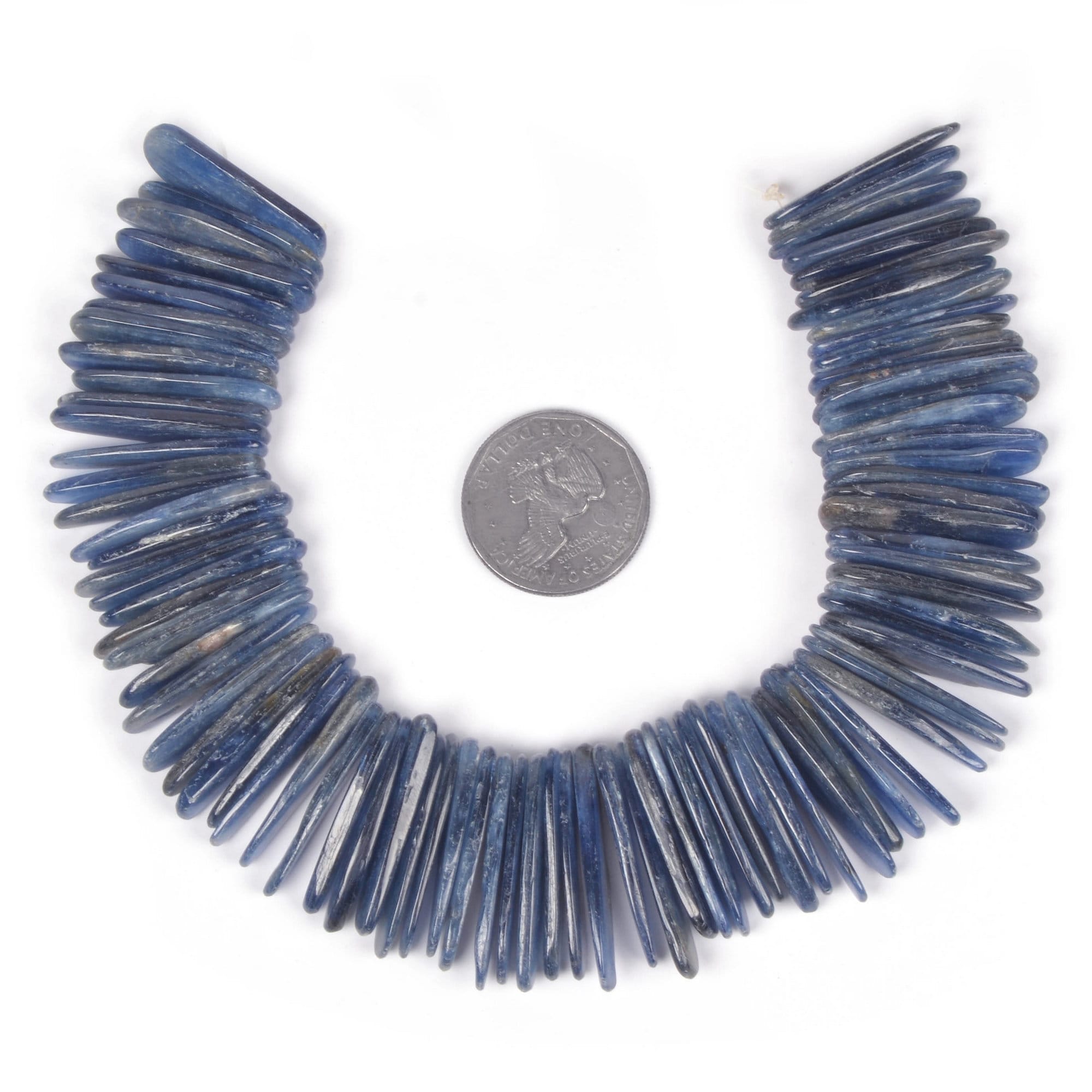 U3524 29mm To 34mm Blue Kyanite Long Chips Sticks Loose Gemstone Beads 8" 167g