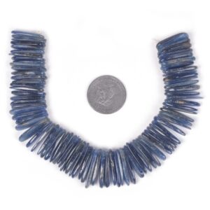 U3525 23mm to 27mm Blue Kyanite chips sticks thick slices loose gemstone beads 8" 119g