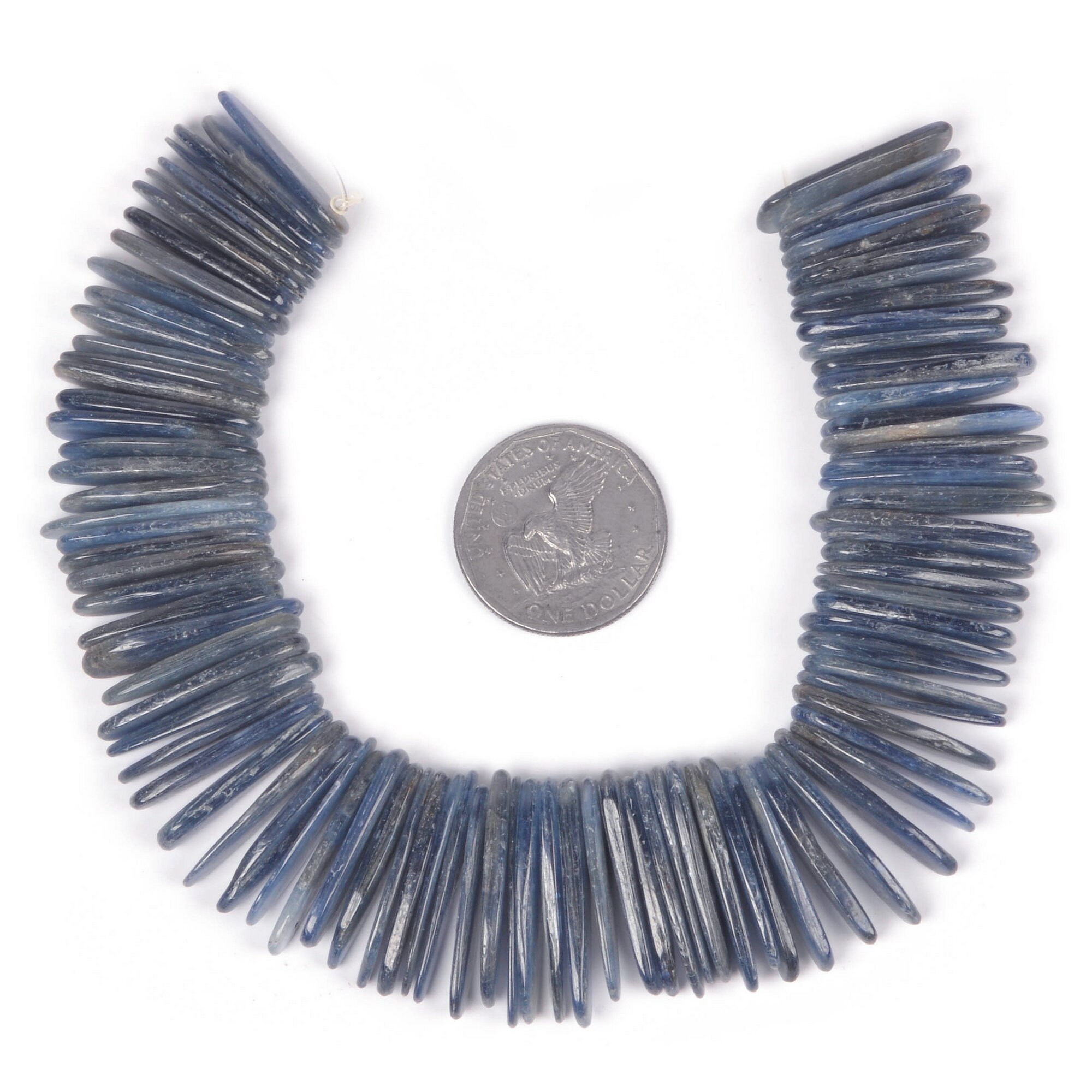 U3527 24mm To 30mm Blue Kyanite Chips Sticks Loose Gemstone Beads 8" 128g
