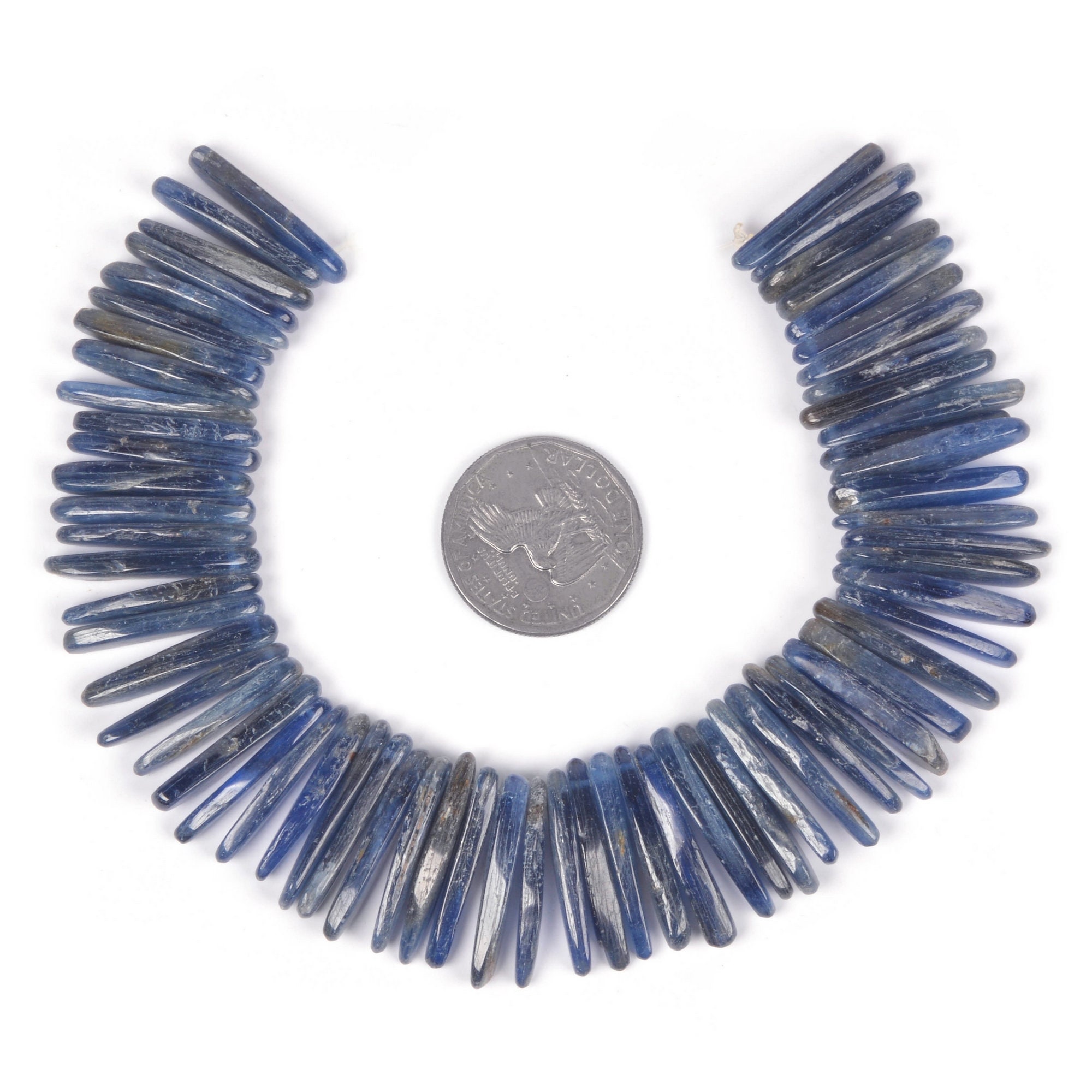 U3531 24mm To 28mm Blue Kyanite Long Chips Sticks Loose Gemstone Beads 8" 109g