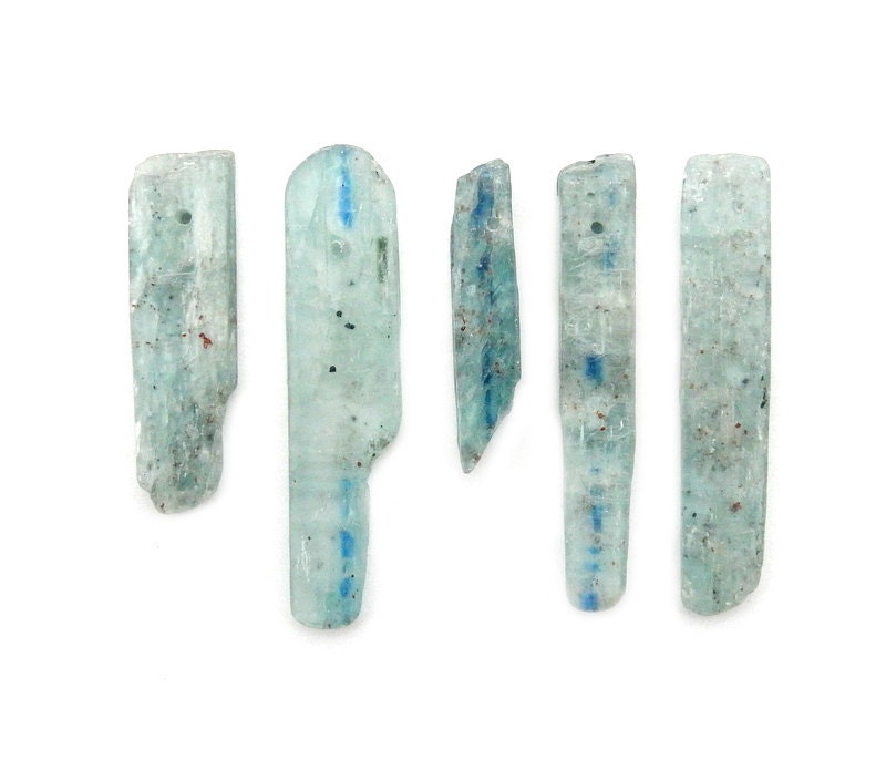 Raw Kyanite Bead, Blue-green Crystal, Top Drilled (15-38mm)