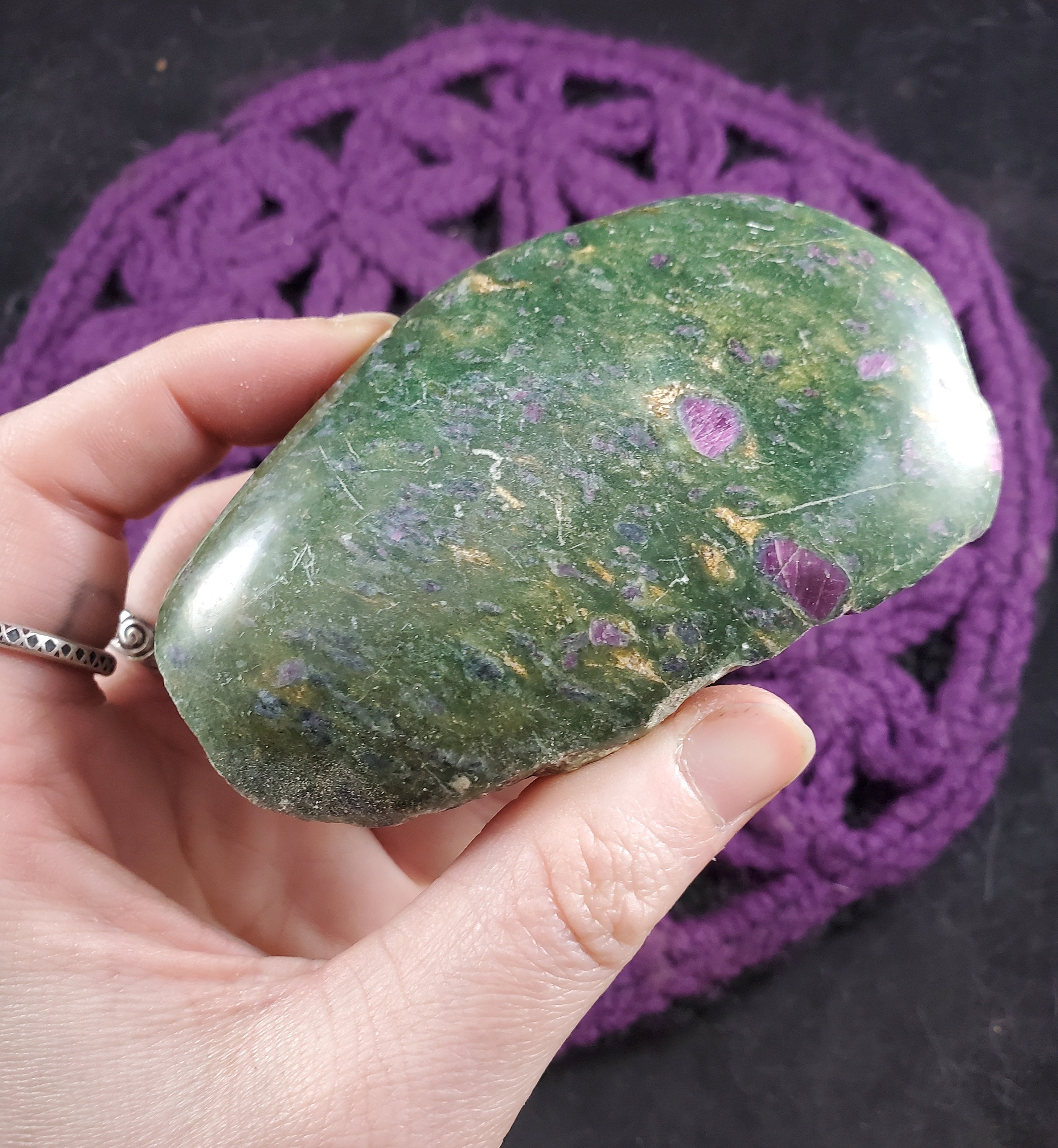 Ruby In Fuchsite Top Polished Rough Fuschite Gallet Crystal Stones Crystals Red Green Blue Kyanite Magick Altar Tool