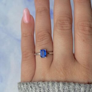Kyanite Ring / 925 Sterling Silver Ring / Rhodium vermeil / Healing Gemstone / Birthstone Jewelry / Gifts for her / Dainty Ring KYN-SR-241.