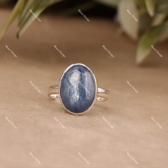 Blue Kyanite Gemstone Ring, 925 Sterling Silver Handamde Jewelry, Gift For Her.