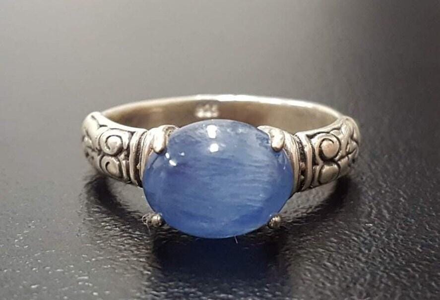 Blue Kyanite Ring, Natural Kyanite, Tribal Ring, African Kyanite, Bohemian Ring, Solid Silver Ring, Blue Tribal Ring, Blue Vintage Ring