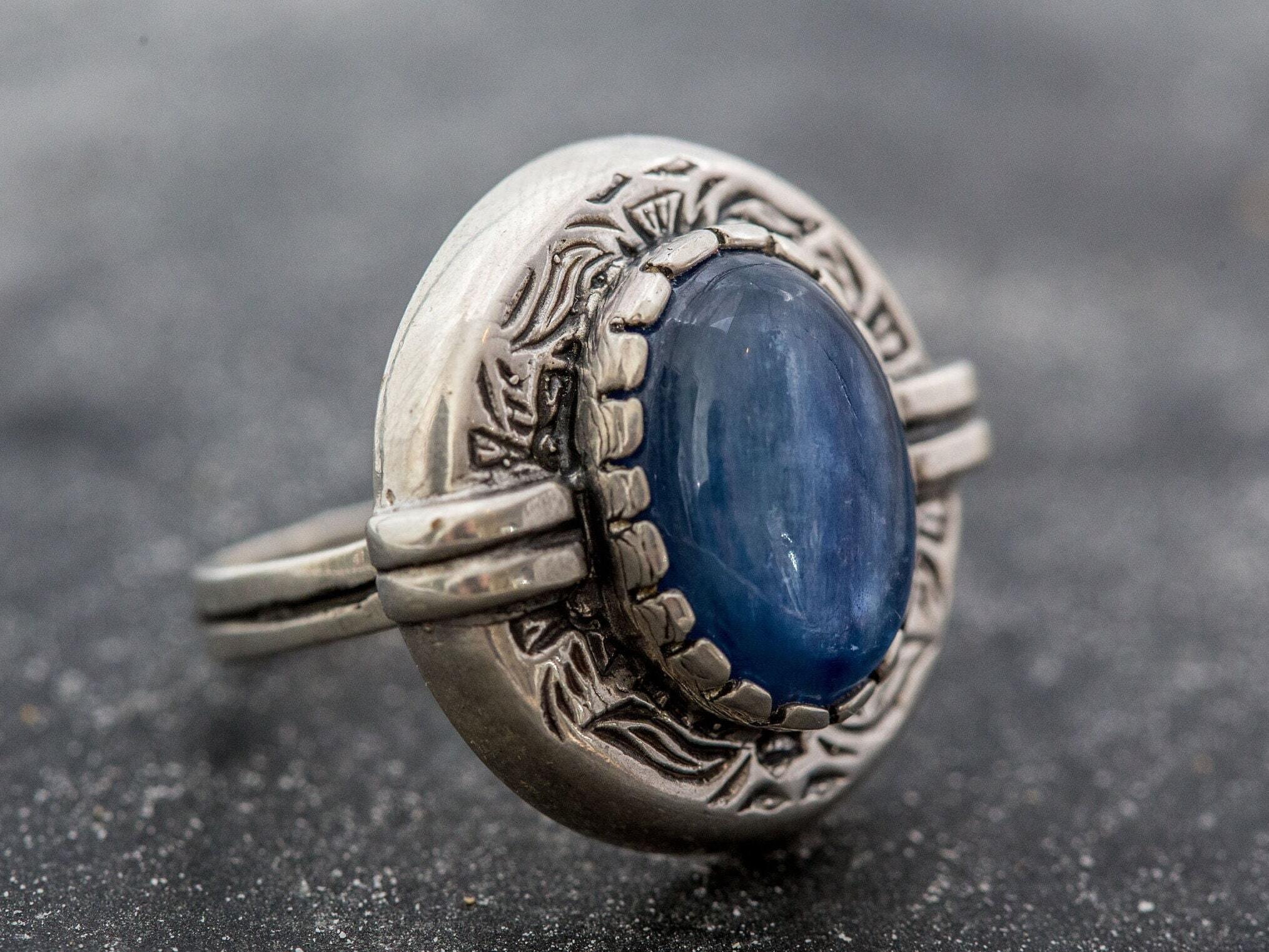 Egyptian Blue Ring, Blue Kyanite Ring, Natural Kyanite, Vintage Rings, Blue Kyanite, Egyptian Ring, Solid Silver Ring, Rare By Adina Stone