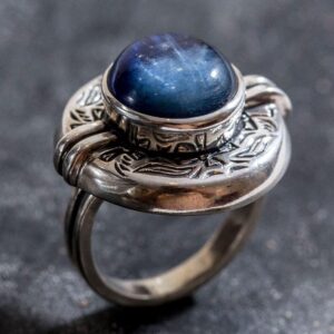 Egyptian Ring, Kyanite Ring, Natural Kyanite, Vintage Blue Rings, Blue Ring, Artistic Ring, Solid Silver Ring, African Stone, Kyanite