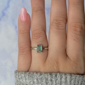 Green Kyanite Ring / 925 Sterling Silver Ring / Rhodium vermeil / Healing Gemstone / Promise Ring / Gift for her / Dainty Ring KYN-SR-241-G.